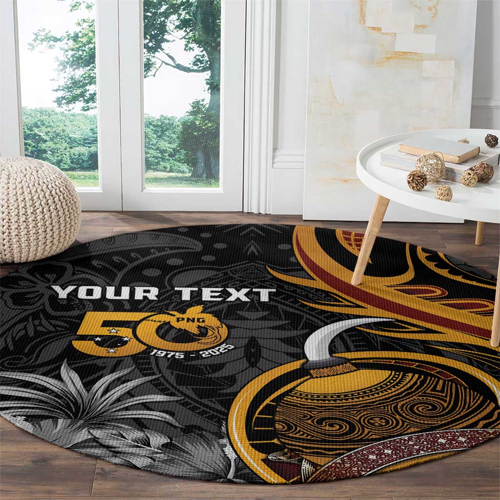 Personalised Papua New Guinea Round Carpet Happy 50th Independence Anniversary - Polynesian Pride
