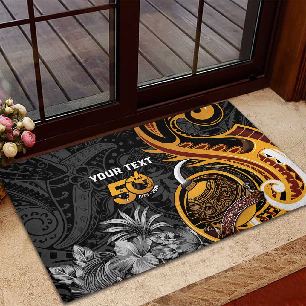 Personalised Papua New Guinea Rubber Doormat Happy 50th Independence Anniversary - Polynesian Pride