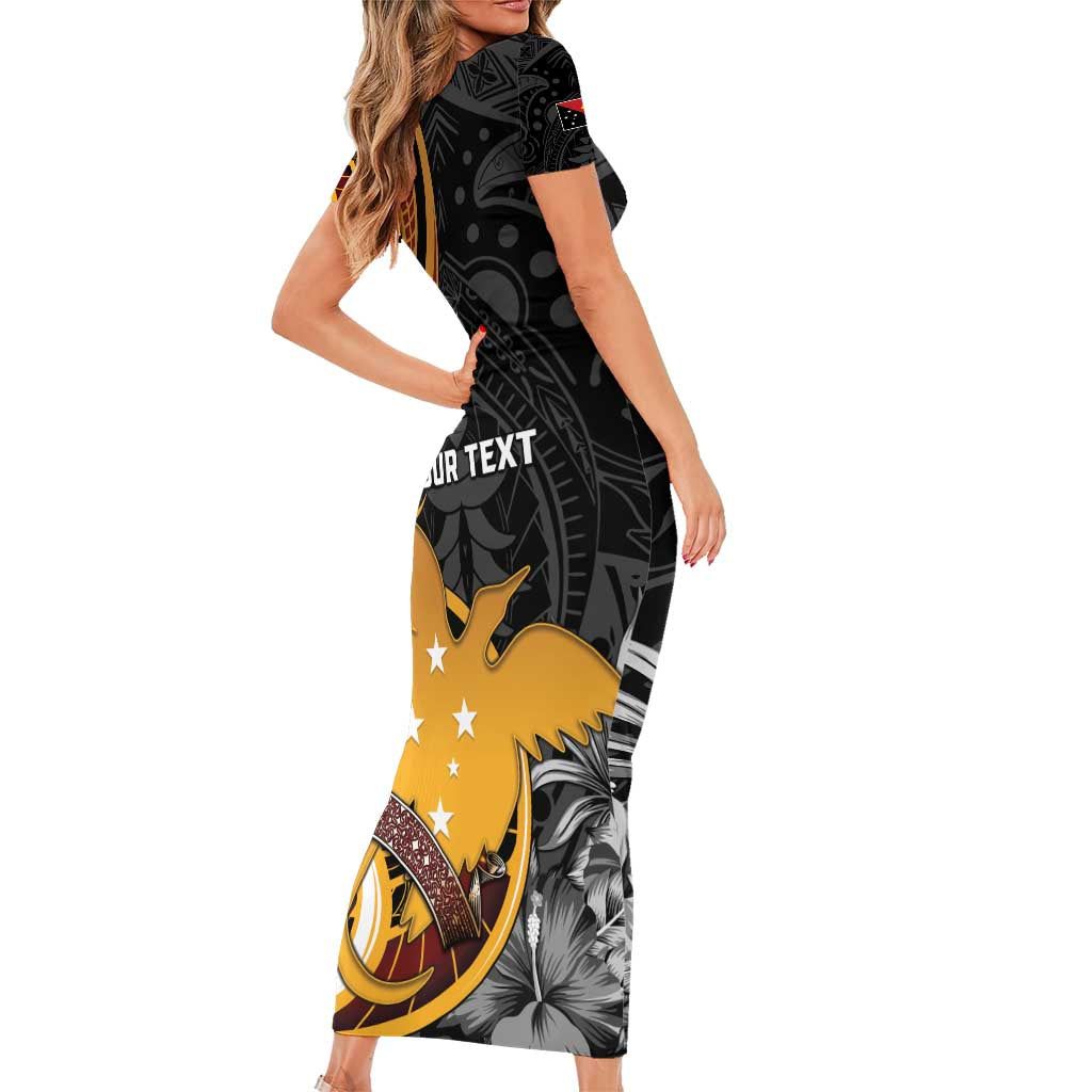 Personalised Papua New Guinea Short Sleeve Bodycon Dress Happy 50th Independence Anniversary - Polynesian Pride