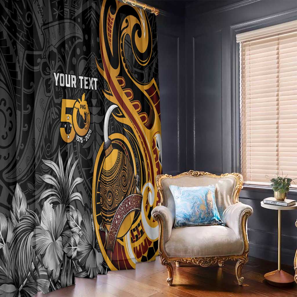 Personalised Papua New Guinea Window Curtain Happy 50th Independence Anniversary - Polynesian Pride