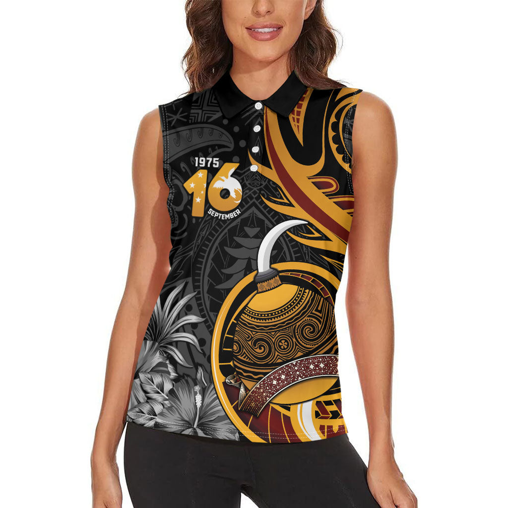 Personalised Papua New Guinea Women Sleeveless Polo Shirt Happy Independence Day LT05 - Polynesian Pride
