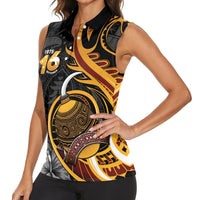 Personalised Papua New Guinea Women Sleeveless Polo Shirt Happy Independence Day LT05 - Polynesian Pride