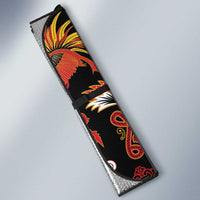 Papua Batik Motif Auto Sun Shade Papua Spirit Black Version - Polynesian Pride
