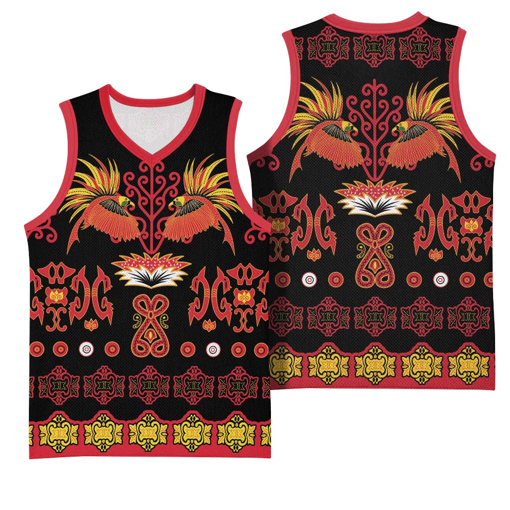 Papua Batik Motif Basketball Jersey Papua Spirit Black Version - Polynesian Pride
