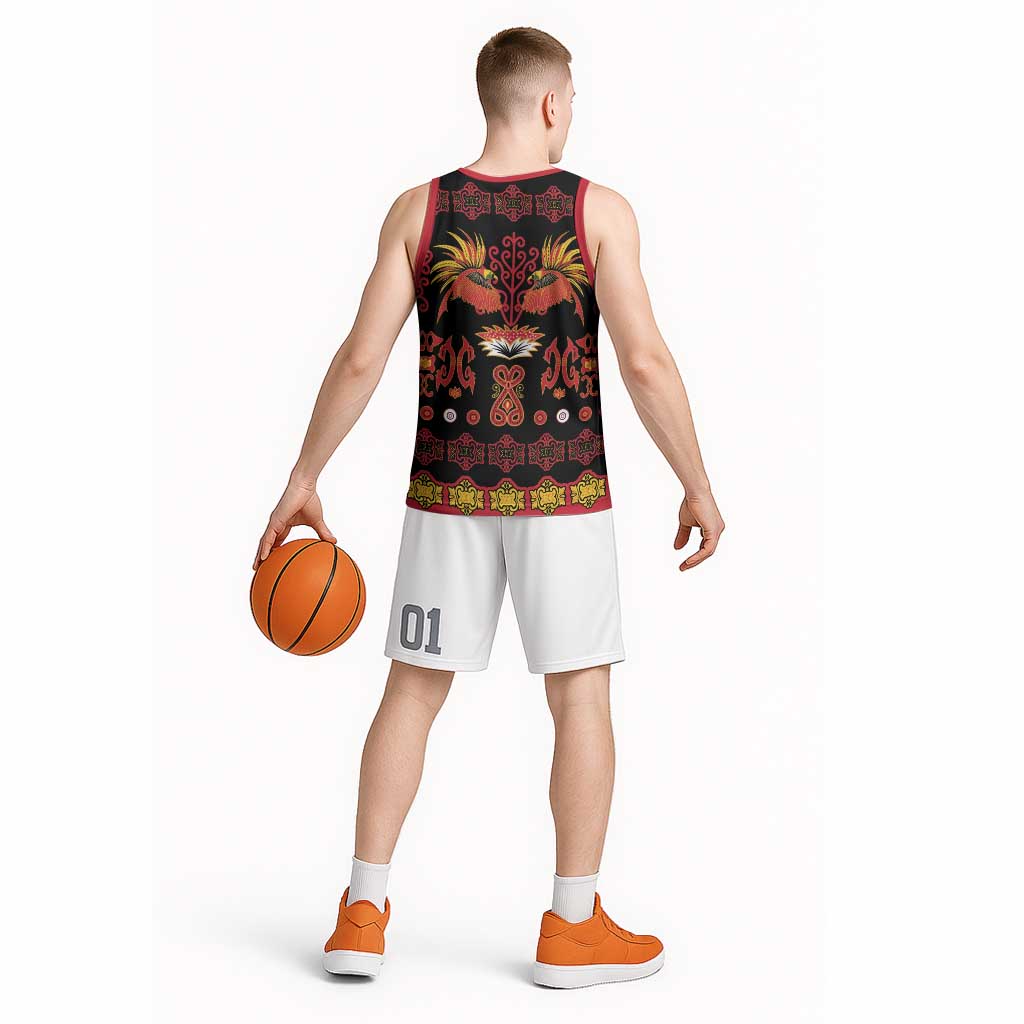 Papua Batik Motif Basketball Jersey Papua Spirit Black Version - Polynesian Pride