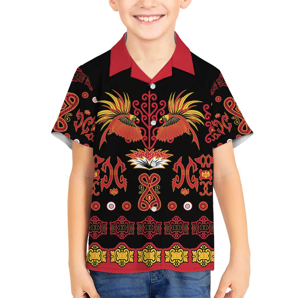 Papua Batik Motif Family Matching Long Sleeve Bodycon Dress and Hawaiian Shirt Papua Spirit Black Version - Polynesian Pride