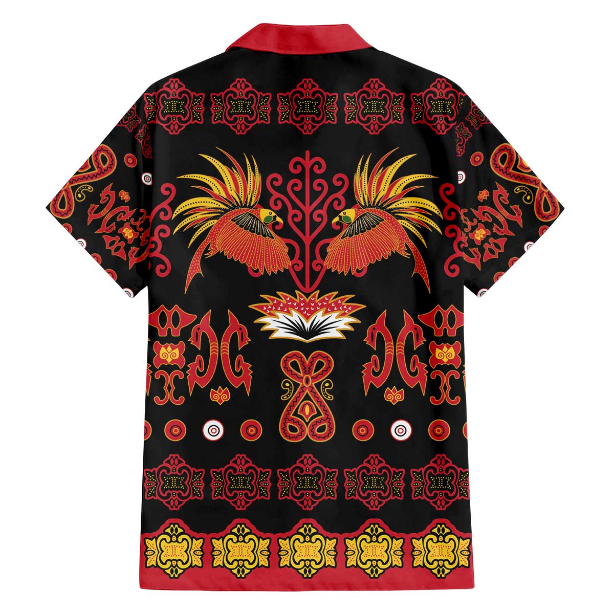Papua Batik Motif Family Matching Off The Shoulder Long Sleeve Dress and Hawaiian Shirt Papua Spirit Black Version - Polynesian Pride