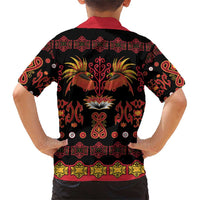 Papua Batik Motif Family Matching Short Sleeve Bodycon Dress and Hawaiian Shirt Papua Spirit Black Version - Polynesian Pride