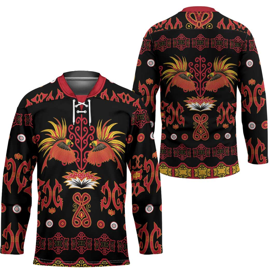 Papua Batik Motif Hockey Jersey Papua Spirit Black Version - Polynesian Pride