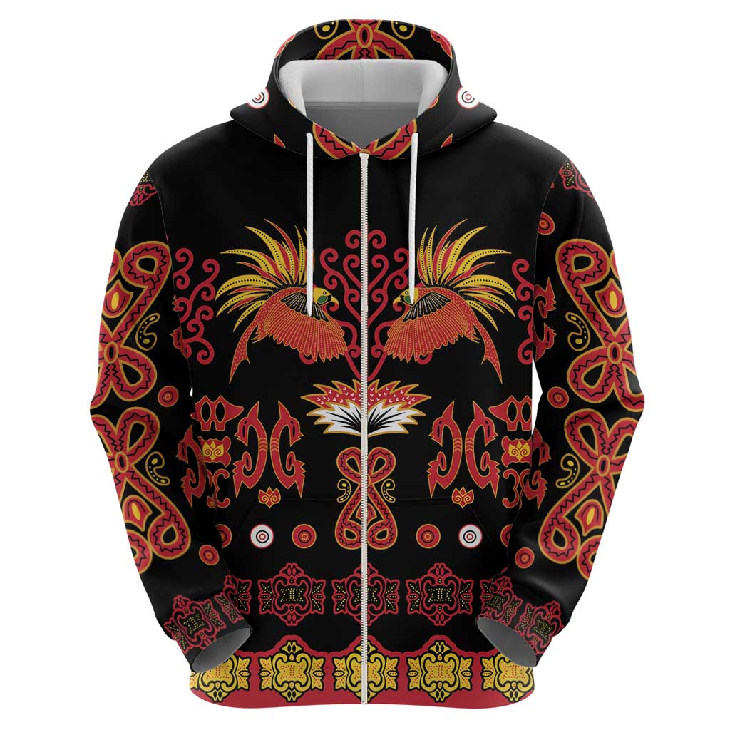Papua Batik Motif Hoodie Papua Spirit Black Version - Polynesian Pride