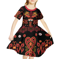 Papua Batik Motif Kid Short Sleeve Dress Papua Spirit Black Version - Polynesian Pride