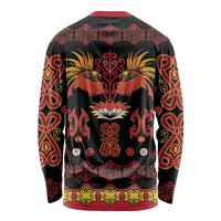 Papua Batik Motif Long Sleeve Shirt Papua Spirit Black Version - Polynesian Pride