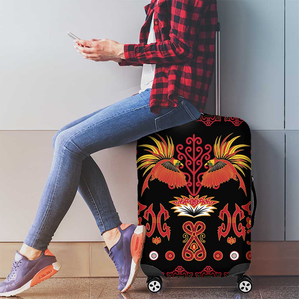 Papua Batik Motif Luggage Cover Papua Spirit Black Version - Polynesian Pride