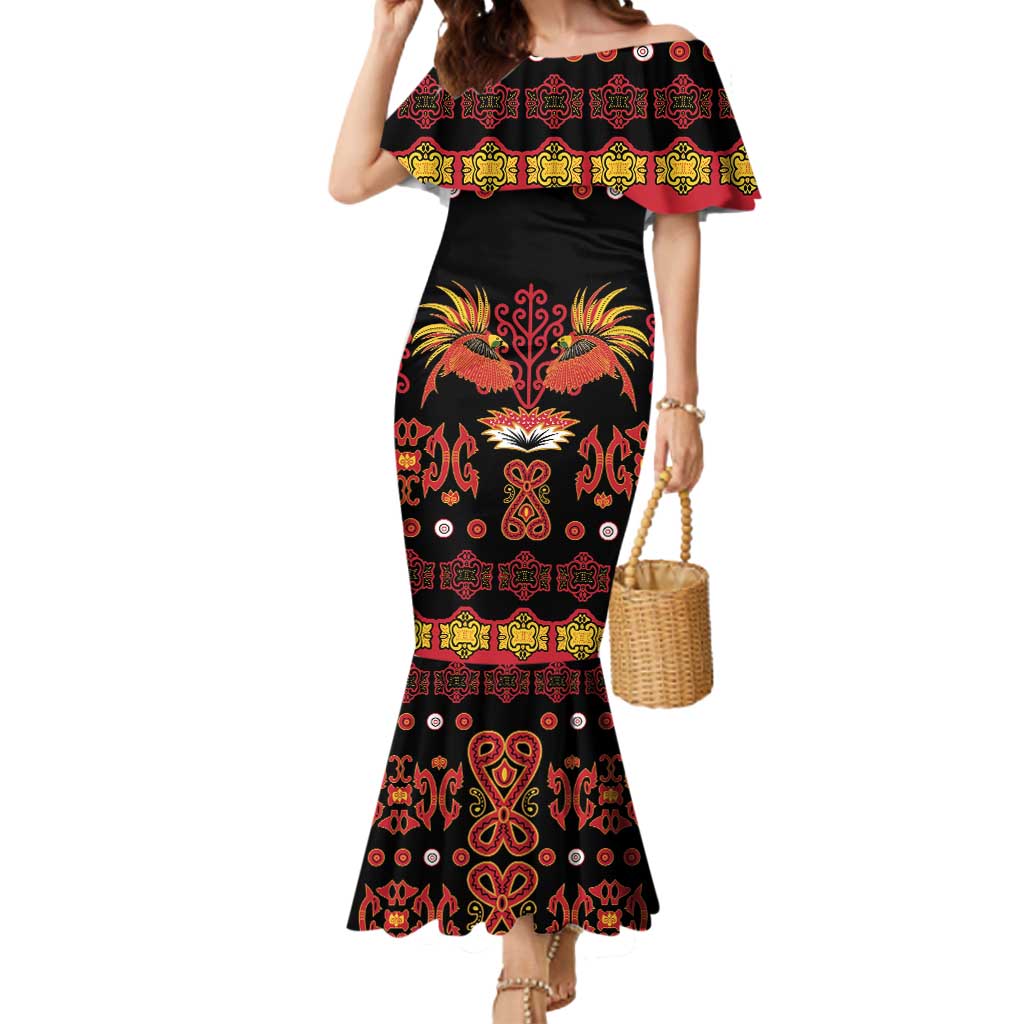 Papua Batik Motif Mermaid Dress Papua Spirit Black Version - Polynesian Pride