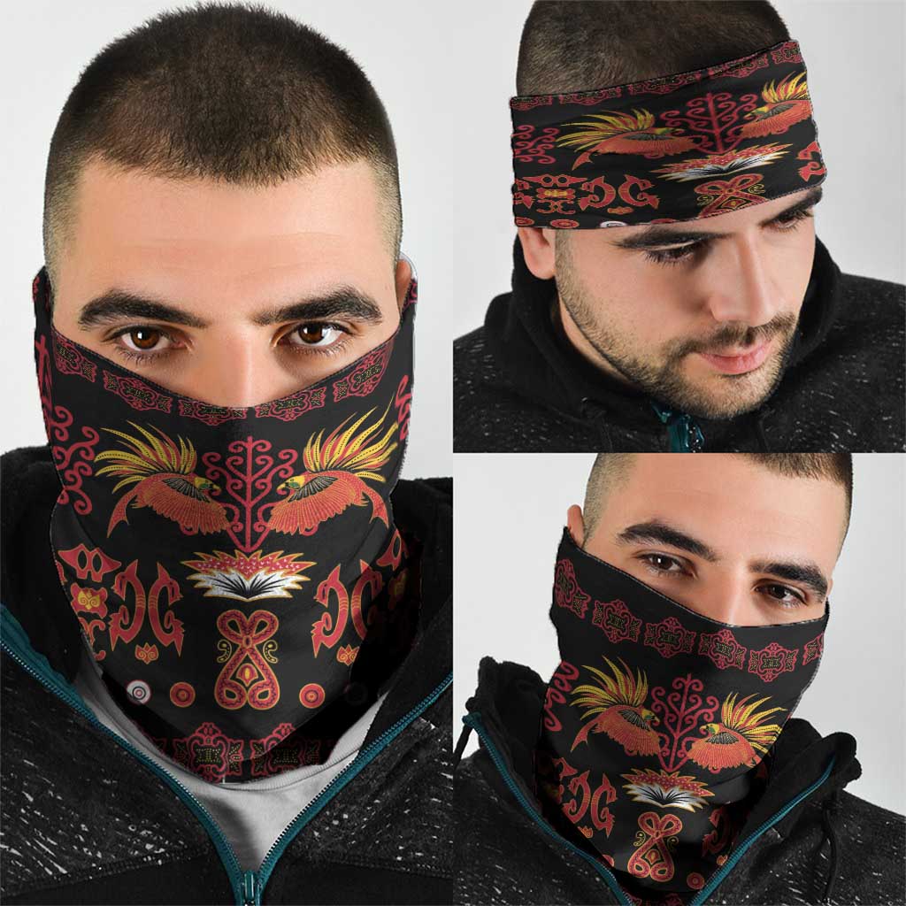 Papua Batik Motif Neck Gaiter Papua Spirit Black Version - Polynesian Pride