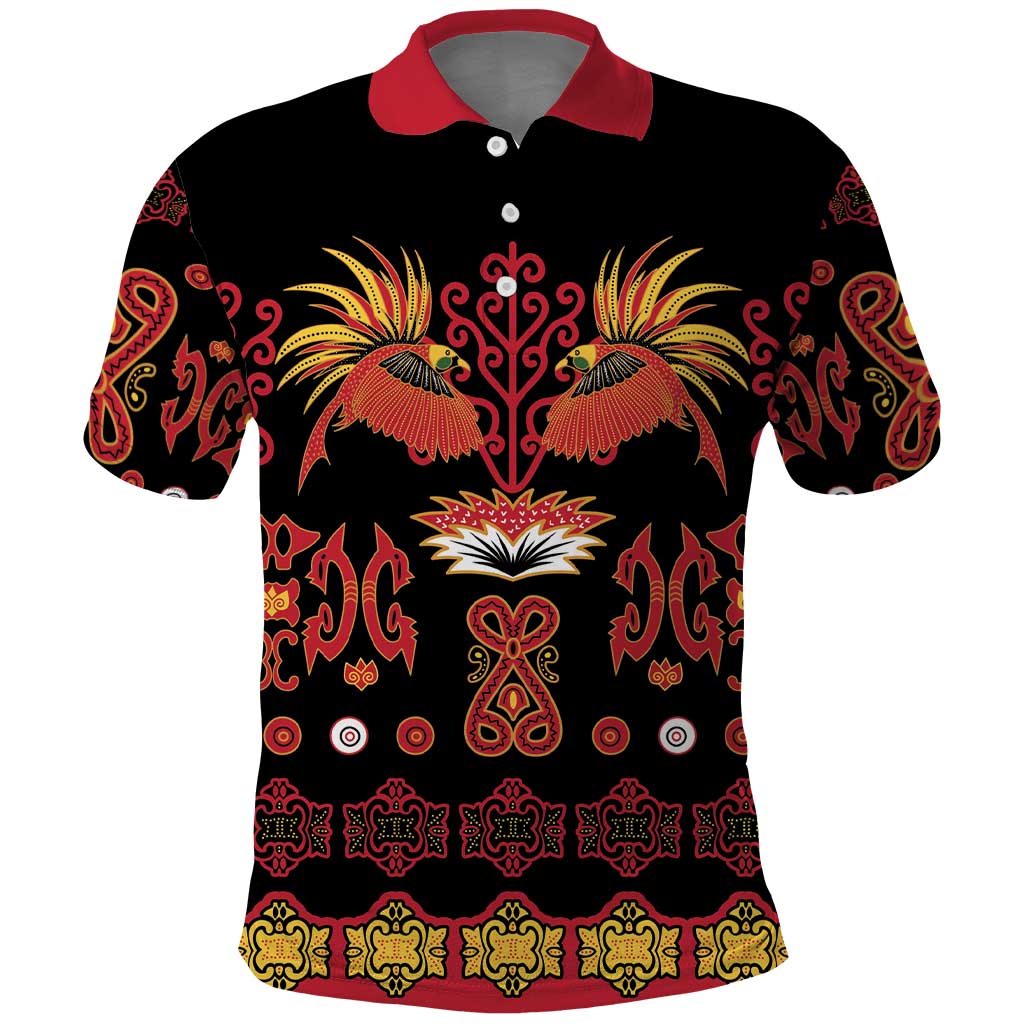 Papua Batik Motif Polo Shirt Papua Spirit Black Version - Polynesian Pride