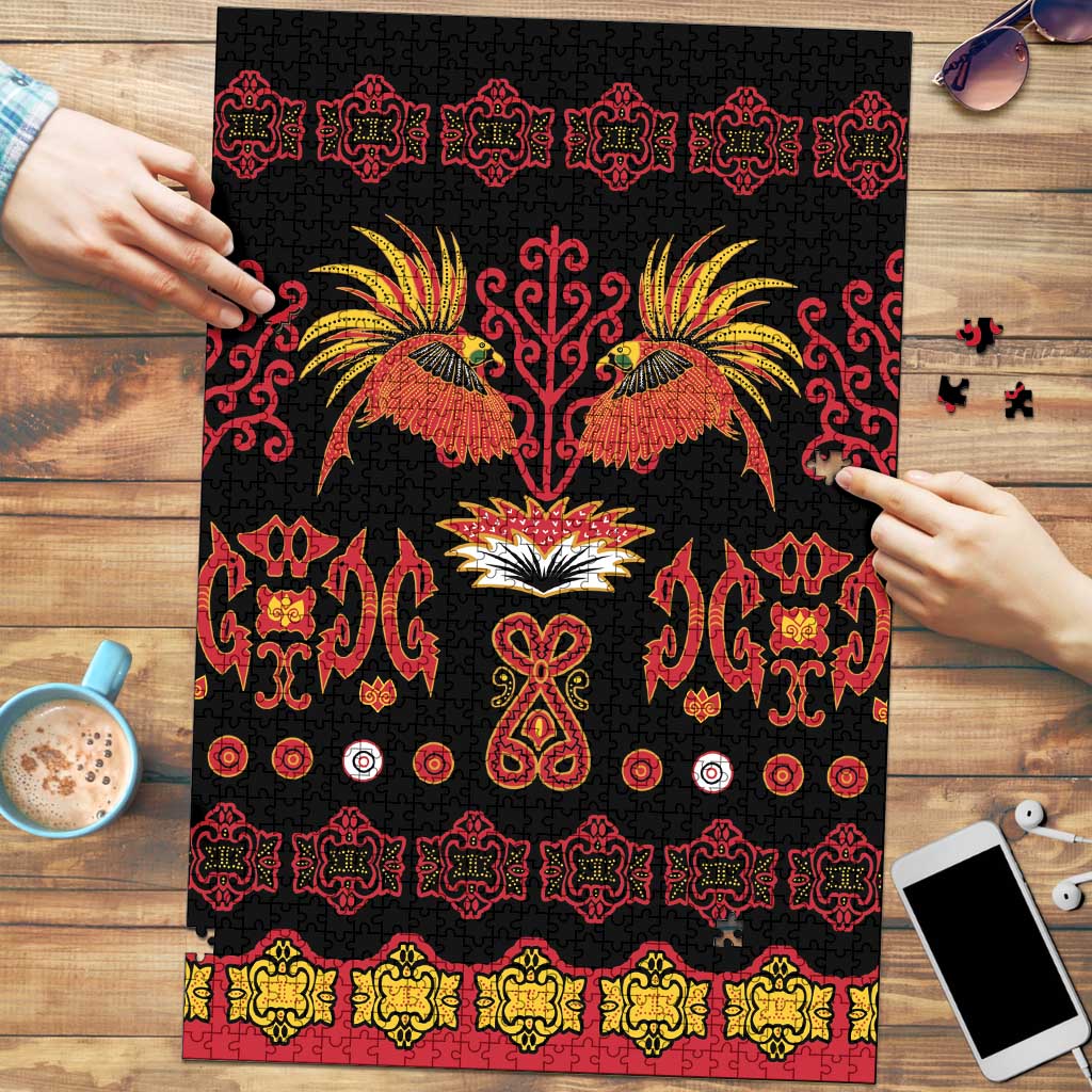 Papua Batik Motif Puzzle Papua Spirit Black Version - Polynesian Pride