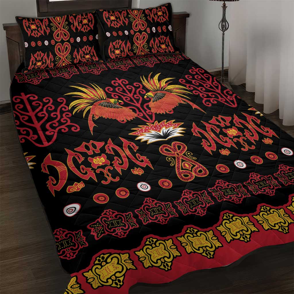 Papua Batik Motif Quilt Bed Set Papua Spirit Black Version LT05 Black - Polynesian Pride