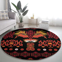 Papua Batik Motif Round Carpet Papua Spirit Black Version - Polynesian Pride