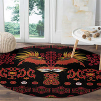 Papua Batik Motif Round Carpet Papua Spirit Black Version - Polynesian Pride