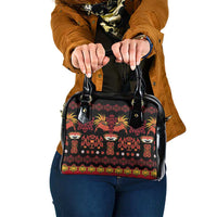 Papua Batik Motif Shoulder Handbag Papua Spirit Black Version - Polynesian Pride