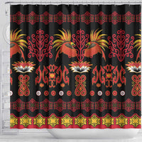 Papua Batik Motif Shower Curtain Papua Spirit Black Version - Polynesian Pride