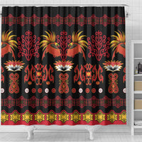 Papua Batik Motif Shower Curtain Papua Spirit Black Version - Polynesian Pride