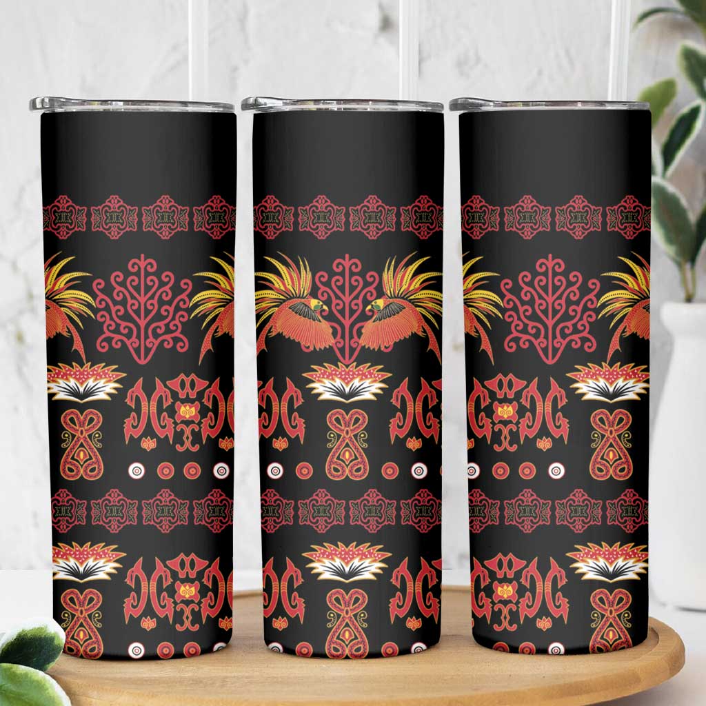 Papua Batik Motif Skinny Tumbler Papua Spirit Black Version - Polynesian Pride