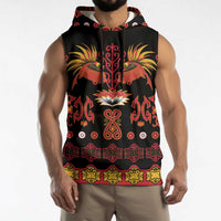Papua Batik Motif Sleeveless Hoodie Papua Spirit Black Version - Polynesian Pride