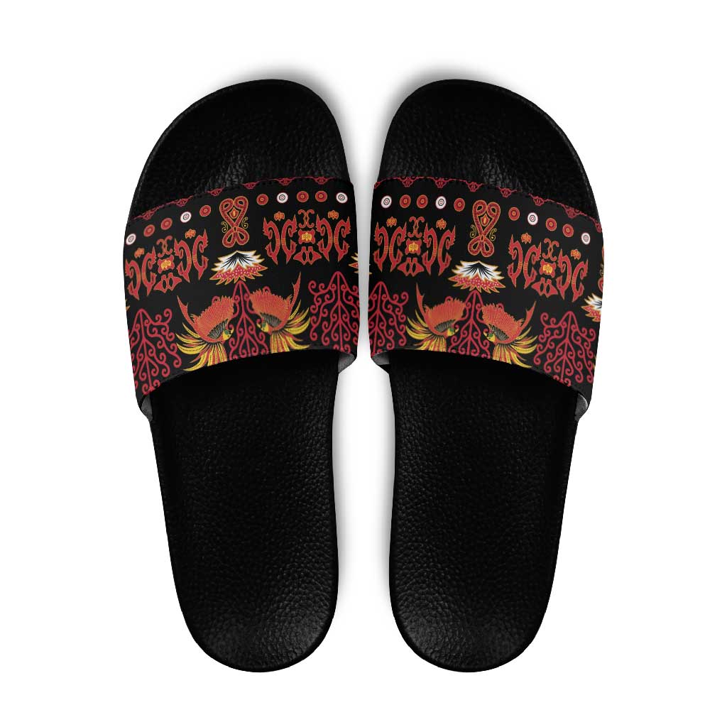 Papua Batik Motif Slide Sandals Papua Spirit Black Version LT05 Black - Polynesian Pride