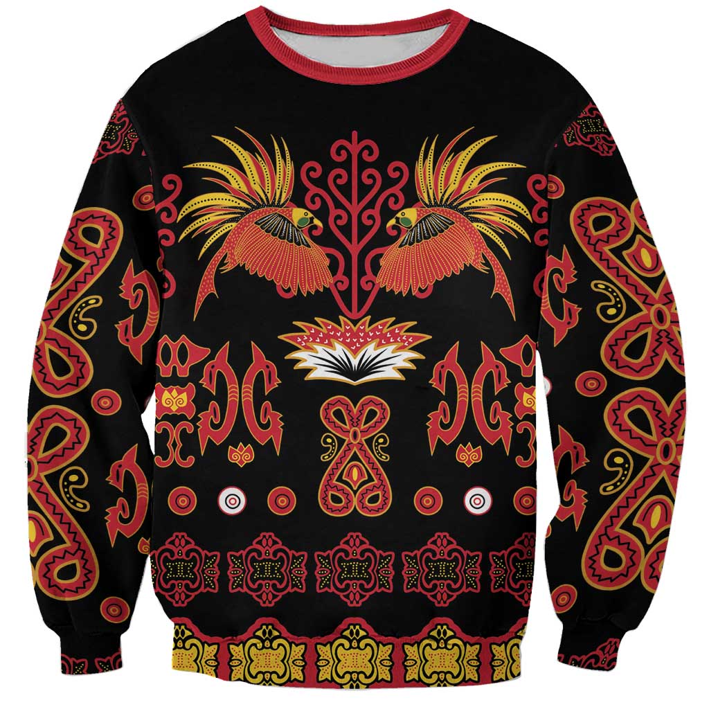 Papua Batik Motif Sweatshirt Papua Spirit Black Version - Polynesian Pride
