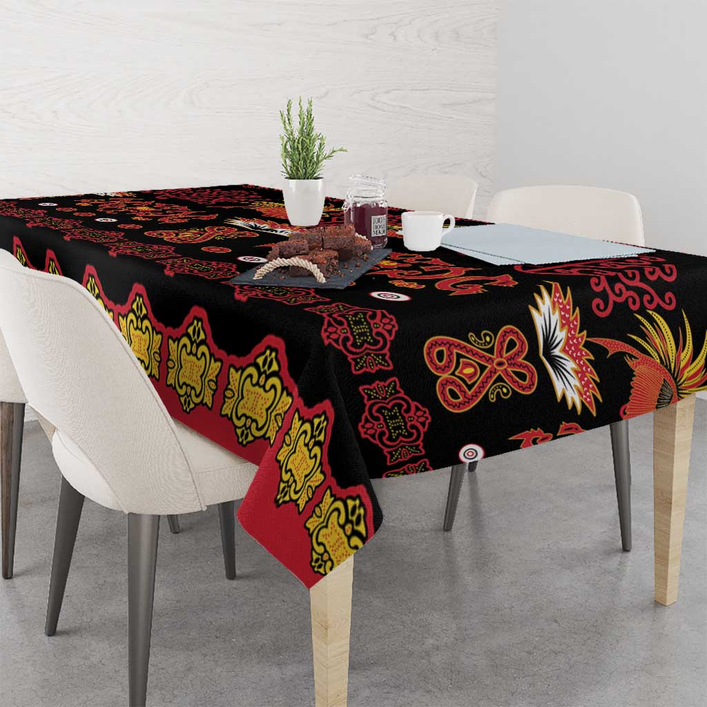 Papua Batik Motif Tablecloth Papua Spirit Black Version - Polynesian Pride
