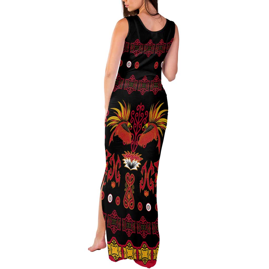 Papua Batik Motif Tank Maxi Dress Papua Spirit Black Version - Polynesian Pride