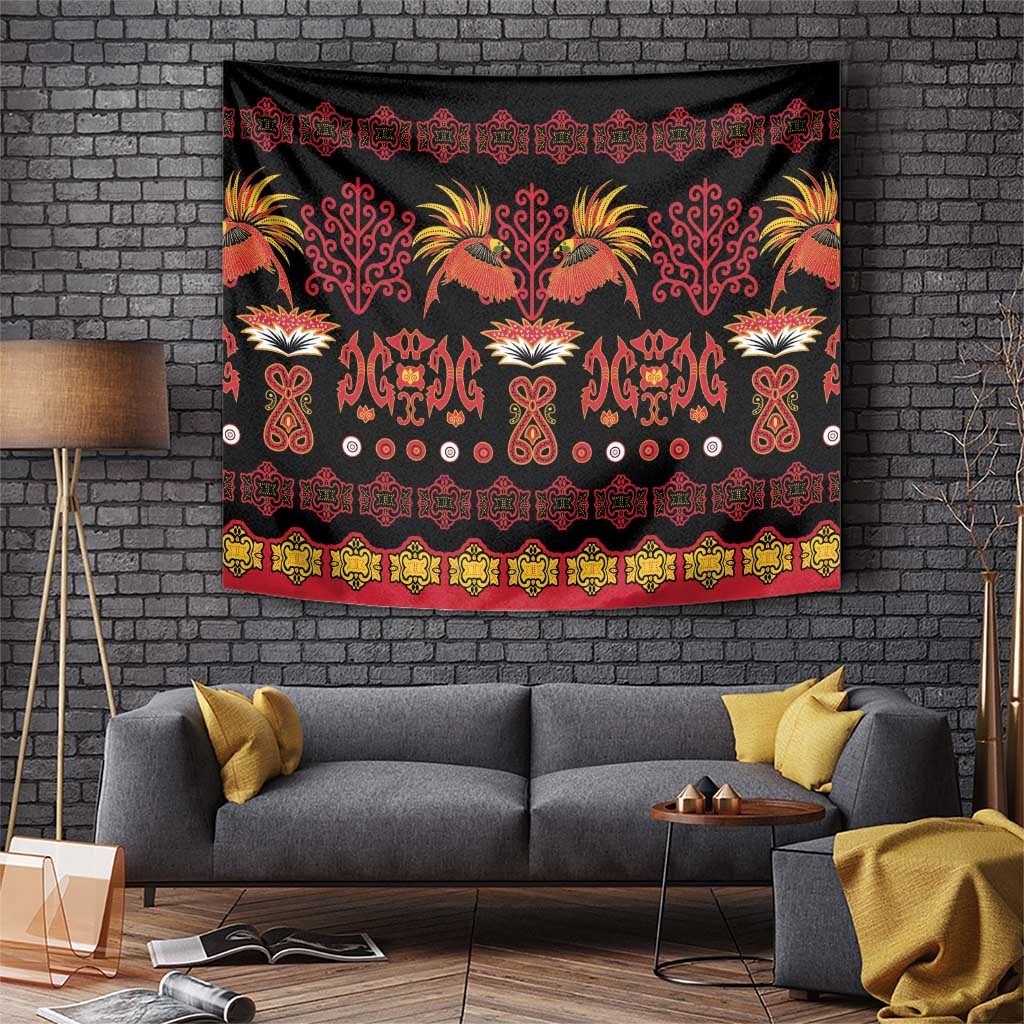 Papua Batik Motif Tapestry Papua Spirit Black Version LT05 Black - Polynesian Pride