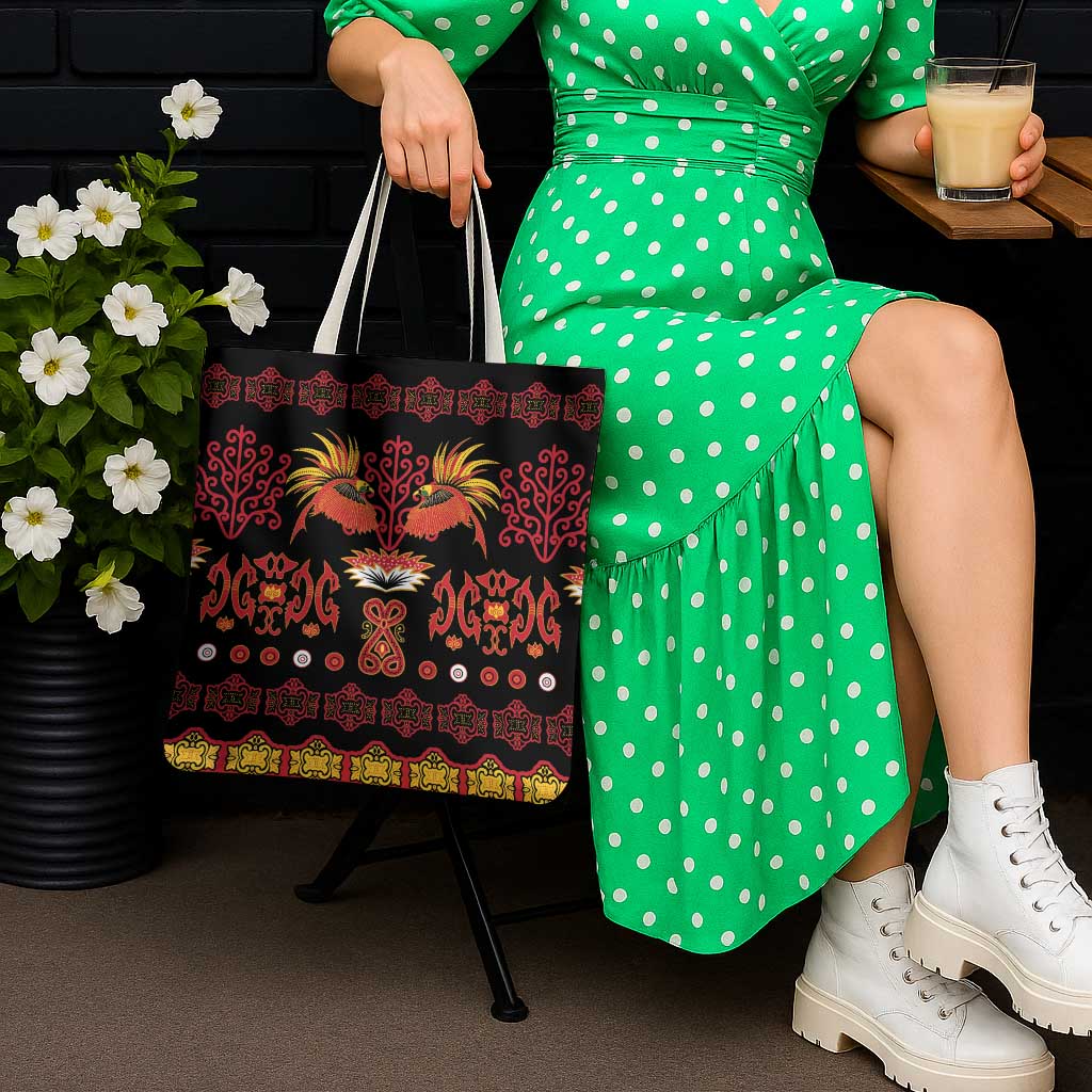 Papua Batik Motif Tote Bag Papua Spirit Black Version - Polynesian Pride