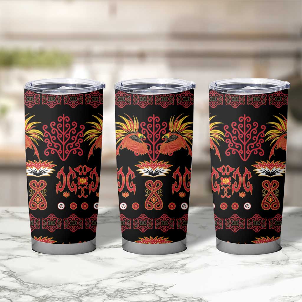 Papua Batik Motif Tumbler Cup Papua Spirit Black Version - Polynesian Pride
