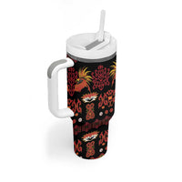 Papua Batik Motif Tumbler With Handle Papua Spirit Black Version - Polynesian Pride