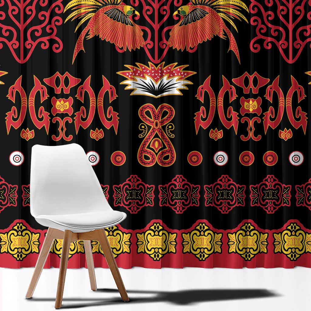 Papua Batik Motif Window Curtain Papua Spirit Black Version - Polynesian Pride