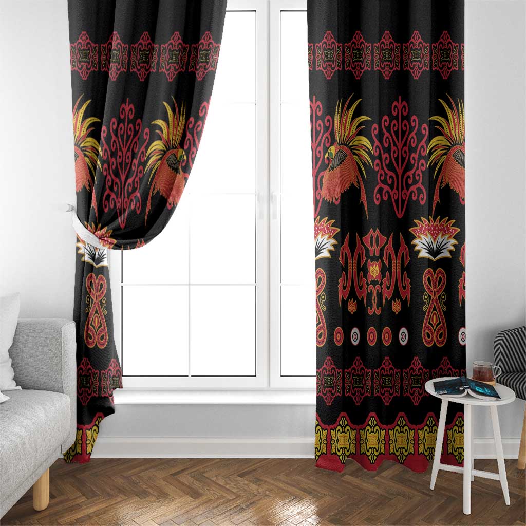 Papua Batik Motif Window Curtain Papua Spirit Black Version - Polynesian Pride