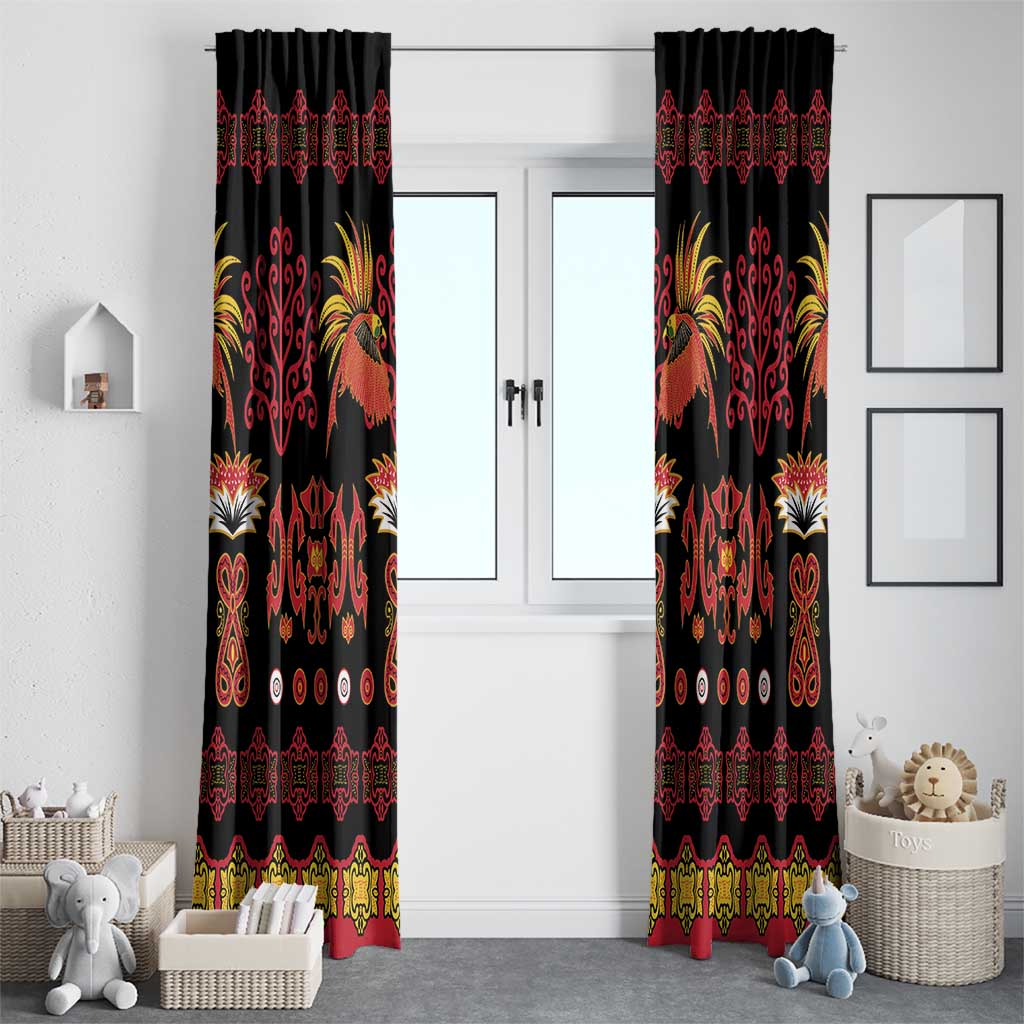 Papua Batik Motif Window Curtain Papua Spirit Black Version - Polynesian Pride