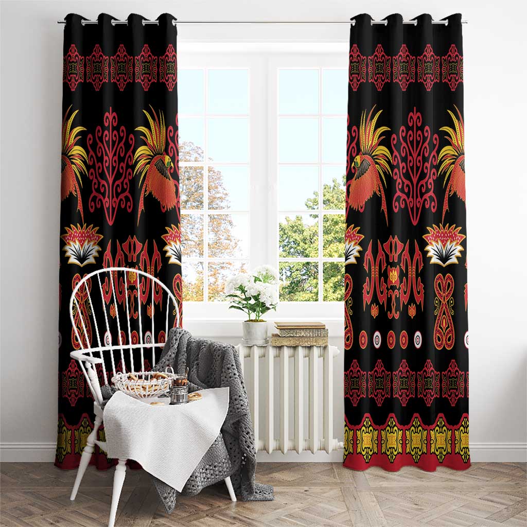 Papua Batik Motif Window Curtain Papua Spirit Black Version - Polynesian Pride