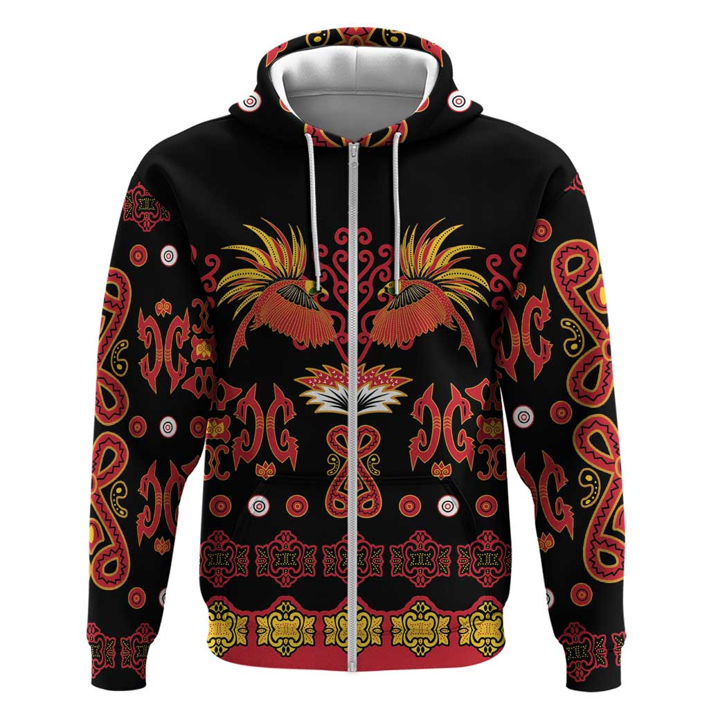 Papua Batik Motif Zip Hoodie Papua Spirit Black Version LT05 Zip Hoodie Black - Polynesian Pride