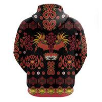 Papua Batik Motif Zip Hoodie Papua Spirit Black Version - Polynesian Pride