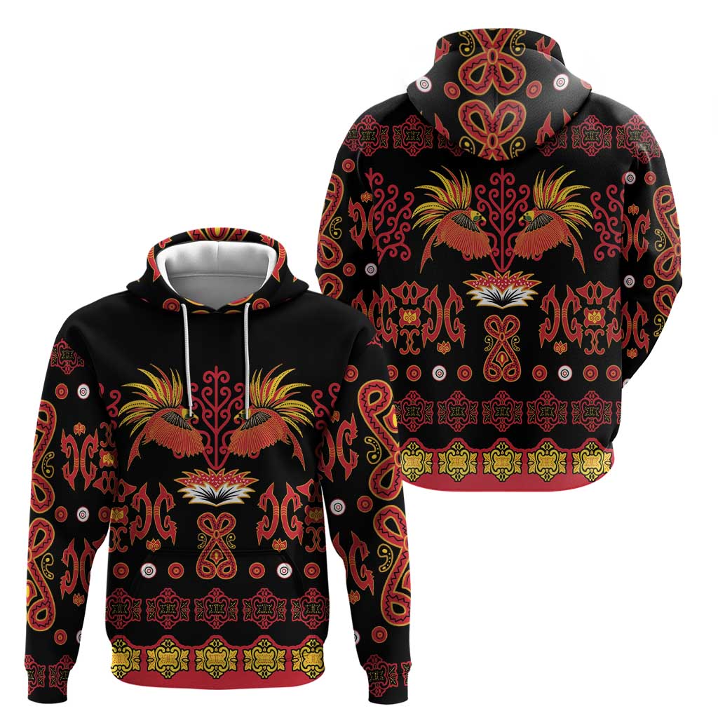 Papua Batik Motif Zip Hoodie Papua Spirit Black Version - Polynesian Pride