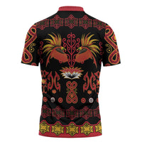 Papua Batik Motif Zipper Polo Shirt Papua Spirit Black Version - Polynesian Pride