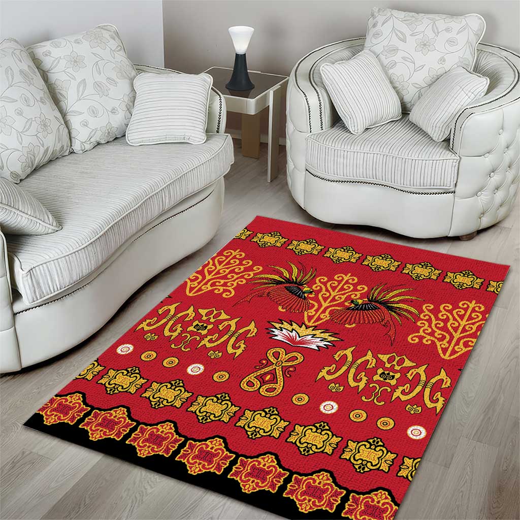 Papua Batik Motif Area Rug Papua Spirit Red Version - Polynesian Pride