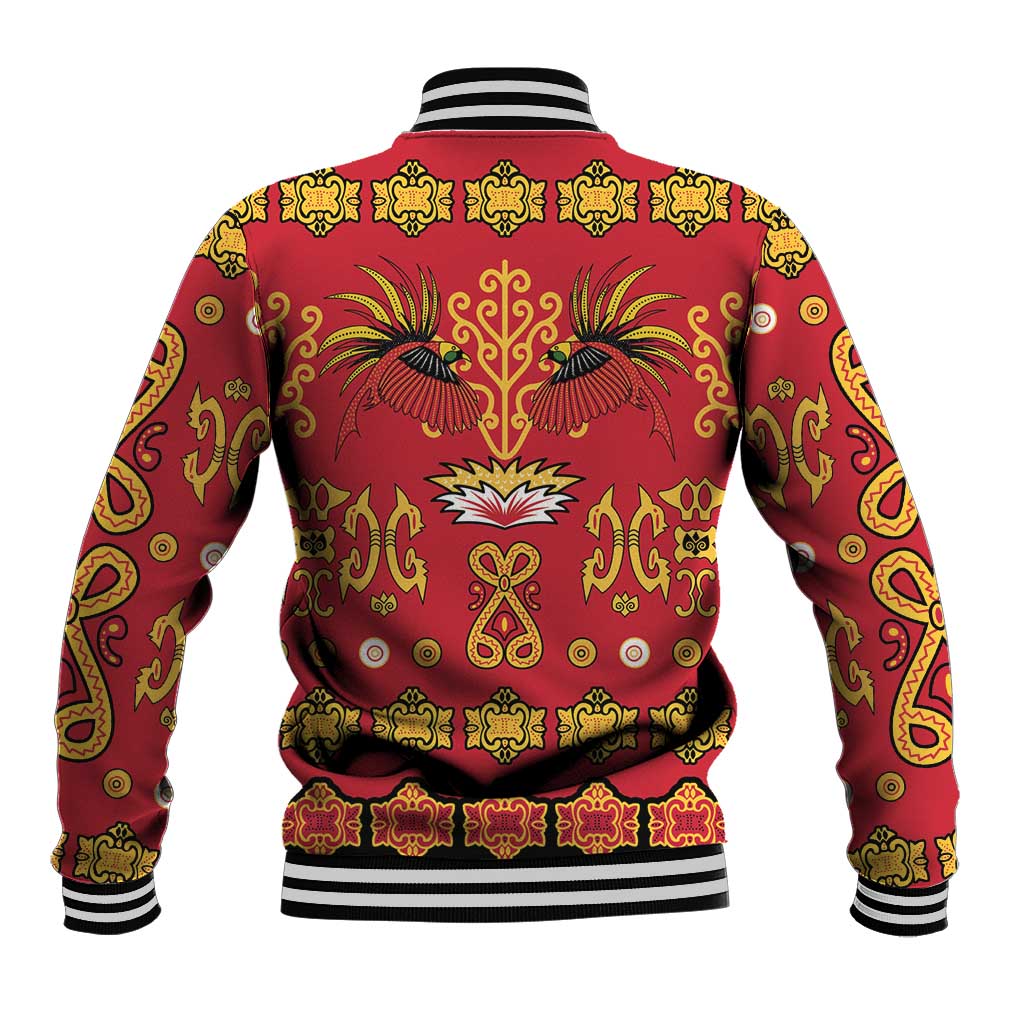 Papua Batik Motif Baseball Jacket Papua Spirit Red Version - Polynesian Pride