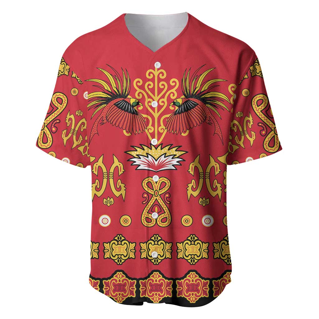 Papua Batik Motif Baseball Jersey Papua Spirit Red Version - Polynesian Pride