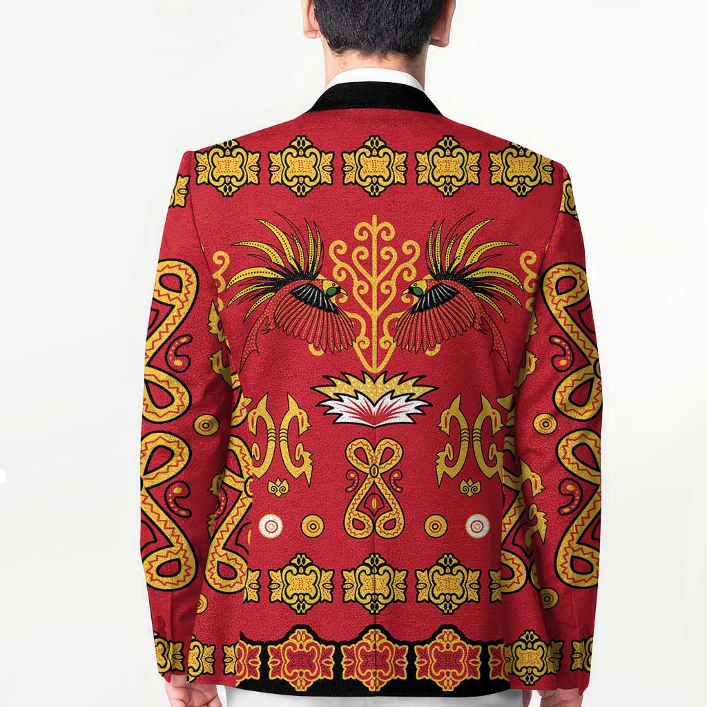 Papua Batik Motif Blazer Papua Spirit Red Version - Polynesian Pride
