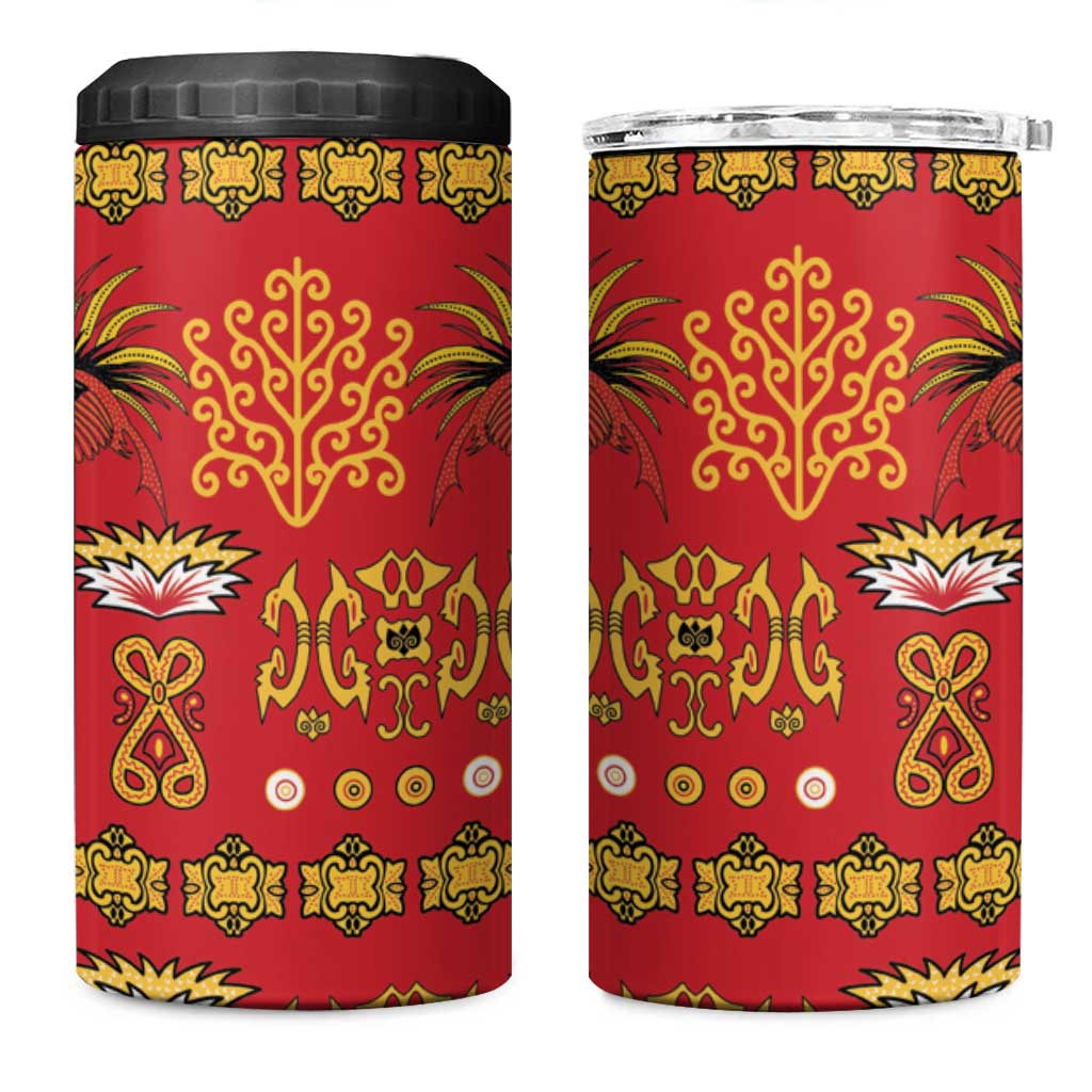 Papua Batik Motif 4 in 1 Can Cooler Tumbler Papua Spirit Red Version - Polynesian Pride